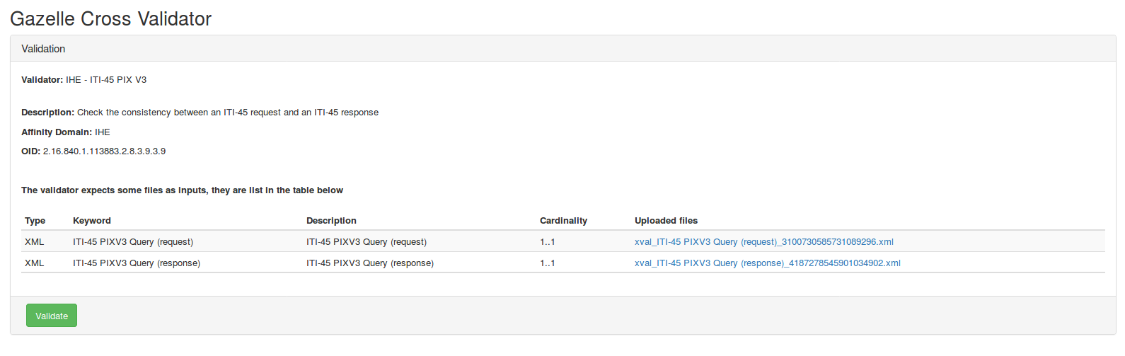 Cross validation page in EVSClient