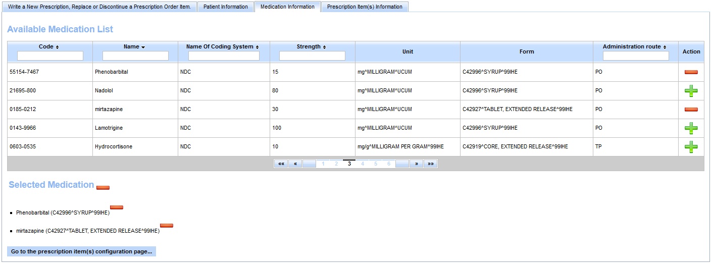 medication information tab